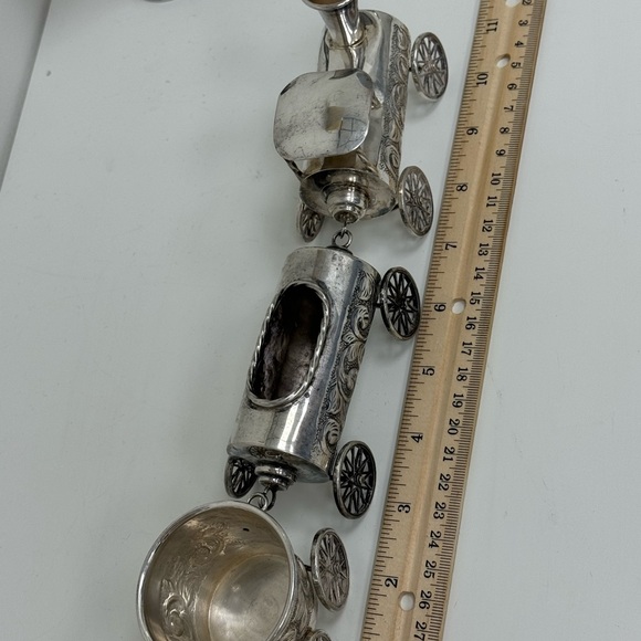 925 Sterling Silver Judaica Sterling Silver 3 Piece "Train" Set - Picture 6 of 12